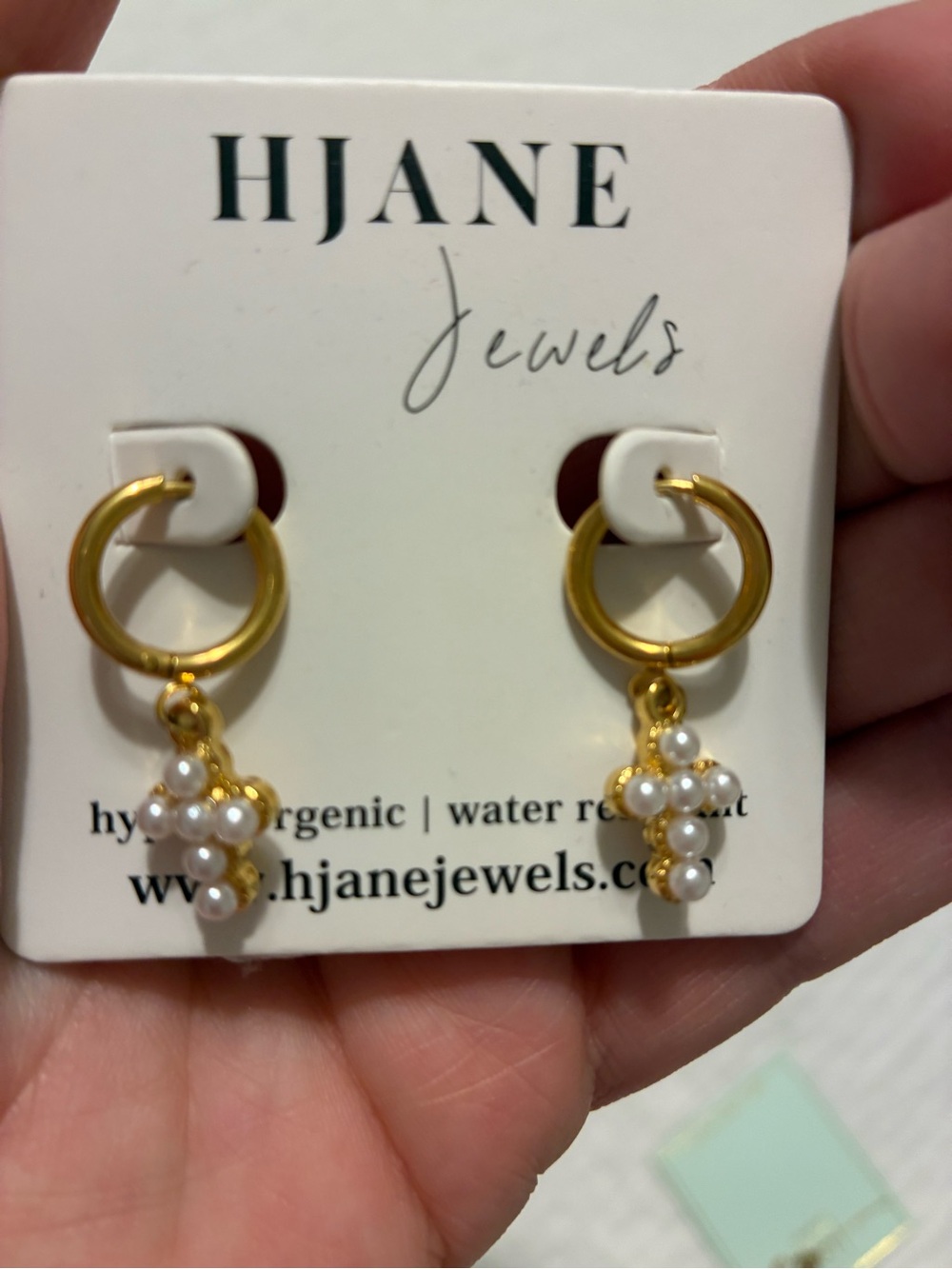 HJaneJewels Gold Hoop Earrings with Pearl Cluster